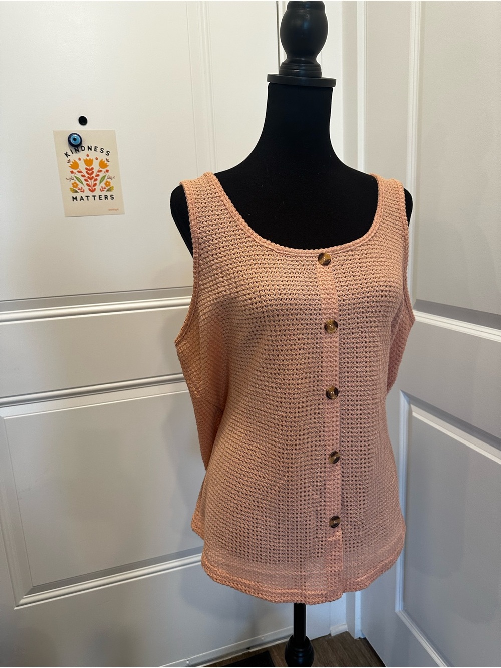 SHEIN Peach Button-Front Knit Tank Top